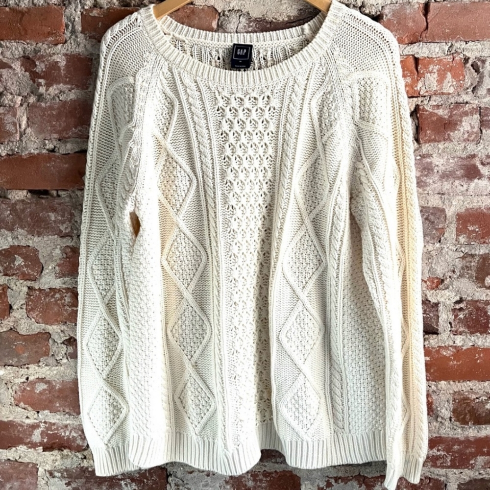 Gap Women’s Aran Snow Cap Fisherman Cableknit Sweater